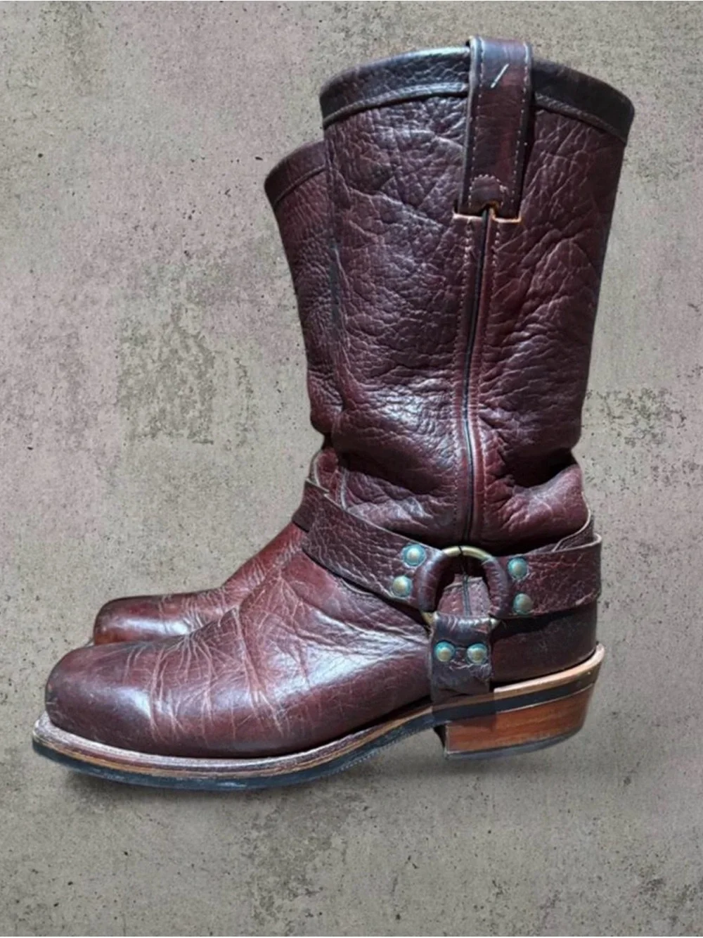 RARE Discontinued Vintage Chippewa Bison Leather Harness Boot Made In USA 8.5D